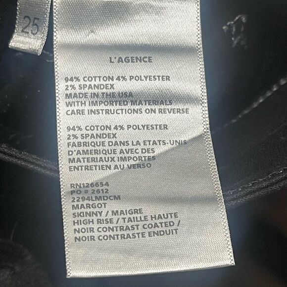 L’AGENCE Margot Skinny High Rise Contrast Coated Noir - Picture 14 of 15